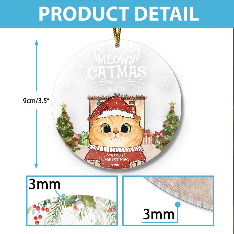 Meowy Catmas - Gift For Cat Lovers, Pet Lovers - Personalized Acrylic Ornament