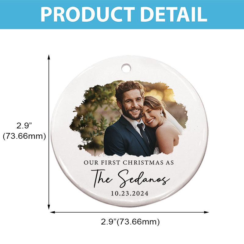 Our First Christmas - Personalized Circle Ceramic Ornament