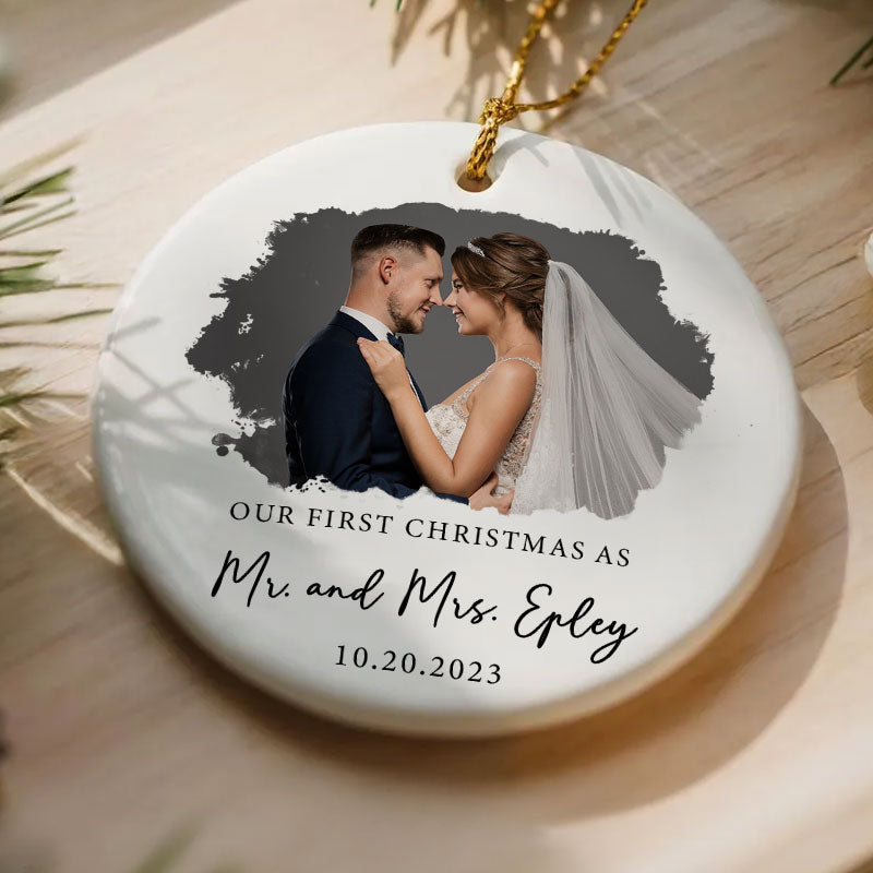 Our First Christmas - Personalized Circle Ceramic Ornament