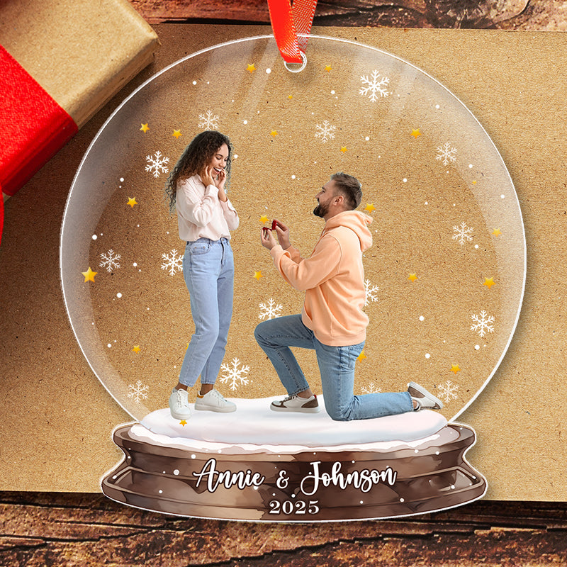 Engagement Proposal - Couple Christmas Gift, First Christmas Engaged - Personalized Acrylic Photo Ornament