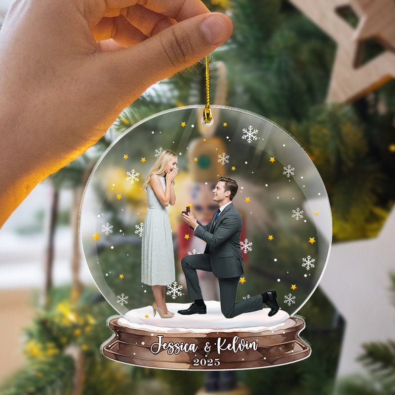 Engagement Proposal - Couple Christmas Gift, First Christmas Engaged - Personalized Acrylic Photo Ornament