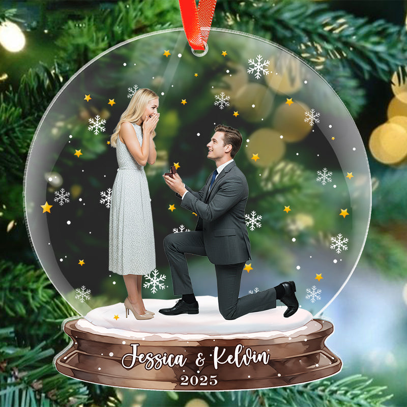 Engagement Proposal - Couple Christmas Gift, First Christmas Engaged - Personalized Acrylic Photo Ornament
