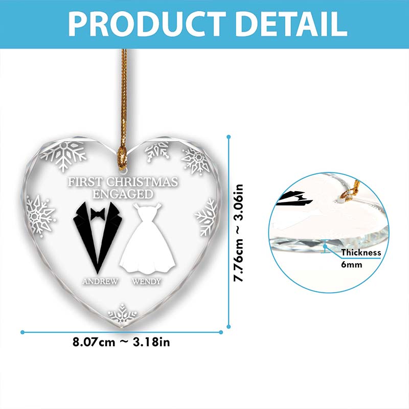 First Christmas As Married Couples - Personalized Heart Glass Ornament