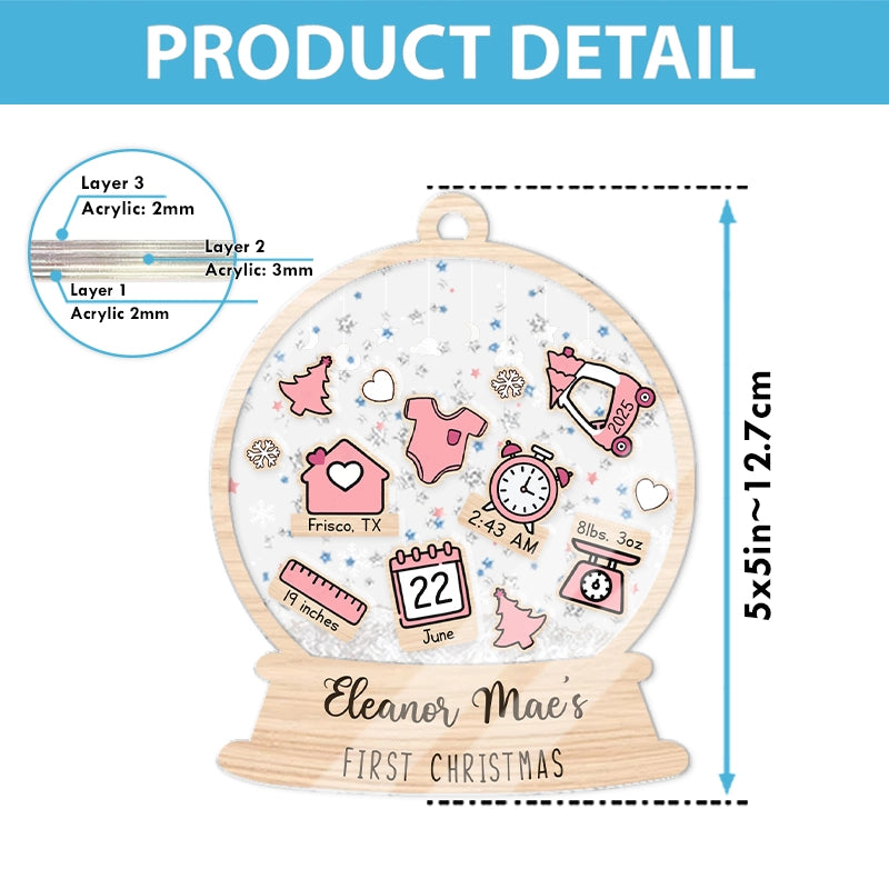 Baby's First Christmas Ornament Icon - Personalized 3-Layered Shaker Ornament