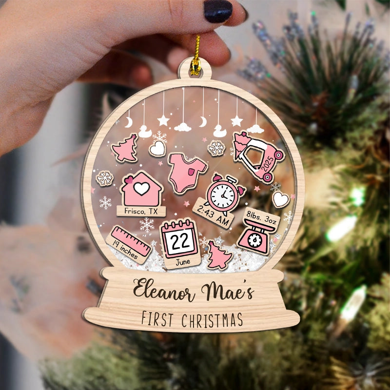 Baby's First Christmas Ornament Icon - Personalized 3-Layered Shaker Ornament