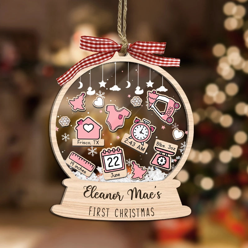 Baby's First Christmas Ornament Icon - Personalized 3-Layered Shaker Ornament