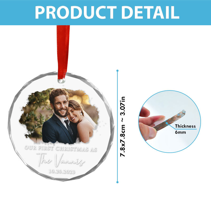 Our First Christmas - Personalized Circle Glass Ornament