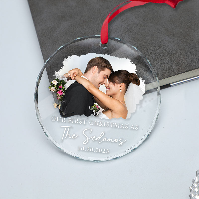 Our First Christmas - Personalized Circle Glass Ornament