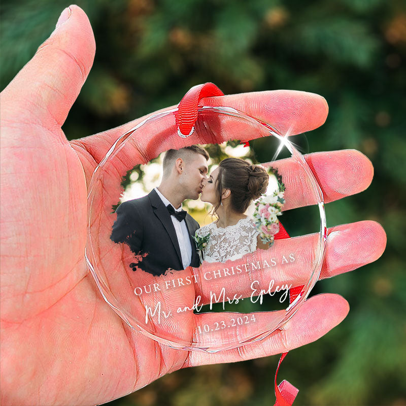 Our First Christmas - Personalized Circle Glass Ornament