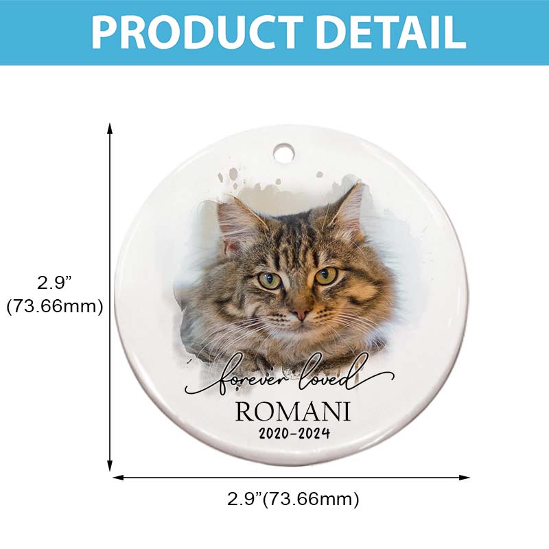 Forever Loved Pet Photo - Personalized Circle Ceramic Ornament