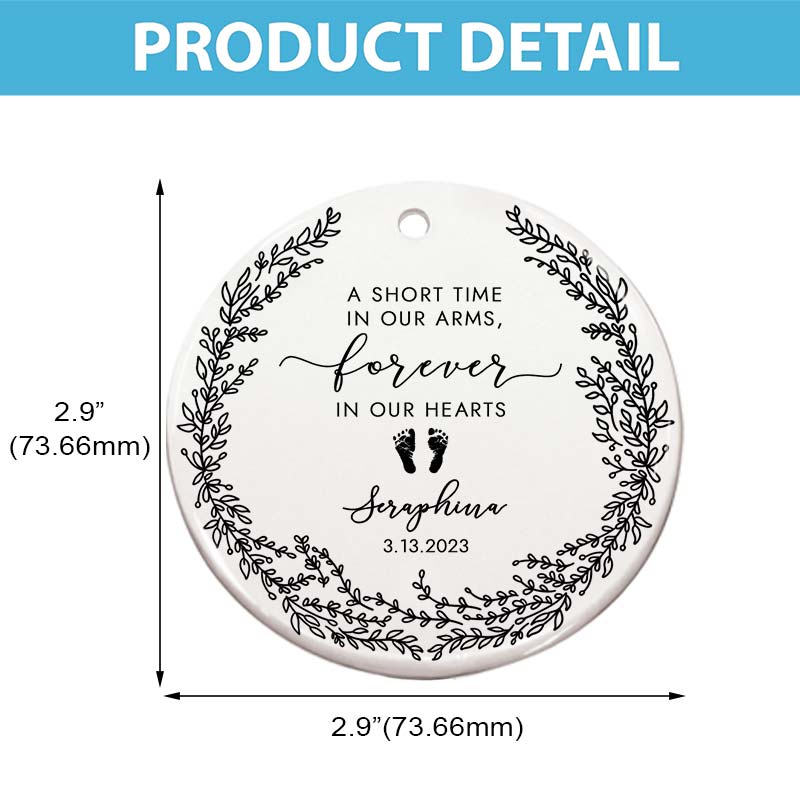 Forever In Our Hearts Baby Memorial Ornament - Personalized Circle Ceramic Ornament
