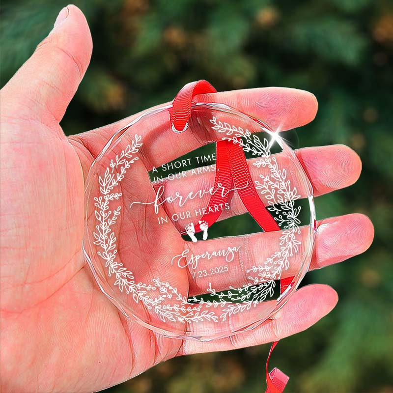 Forever In Our Hearts Baby Memorial Ornament - Personalized Circle Glass Ornament