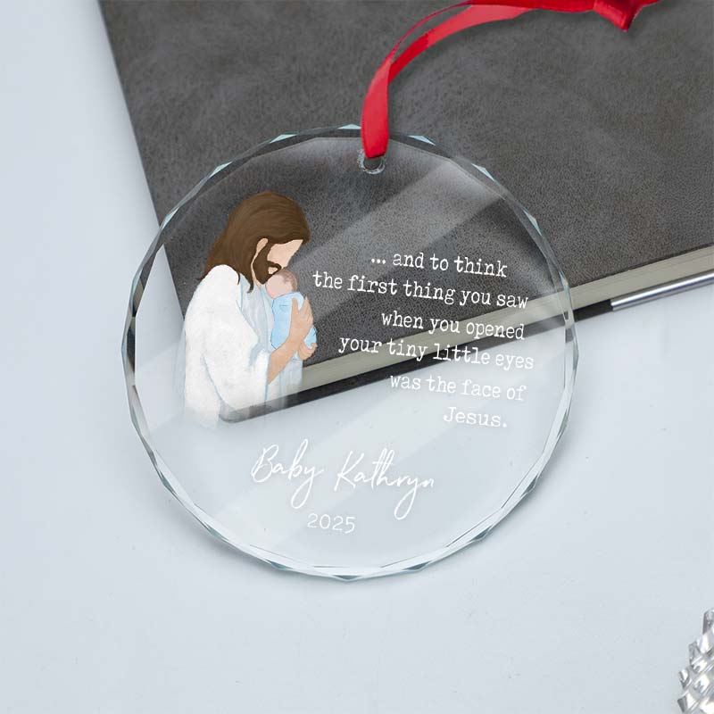 Baby Remembrance - In Loving Memory Baby Gift - Personalized Circle Glass Ornament