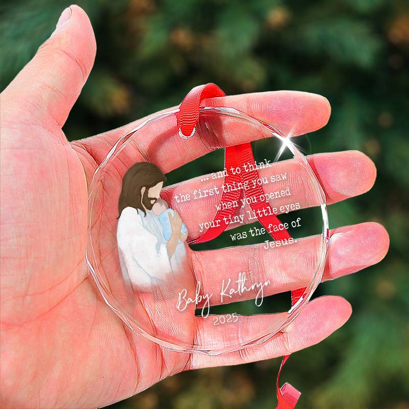 Baby Remembrance - In Loving Memory Baby Gift - Personalized Circle Glass Ornament