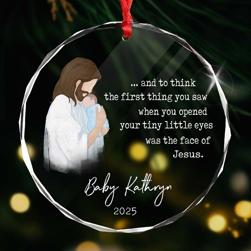 Baby Remembrance - In Loving Memory Baby Gift - Personalized Circle Glass Ornament