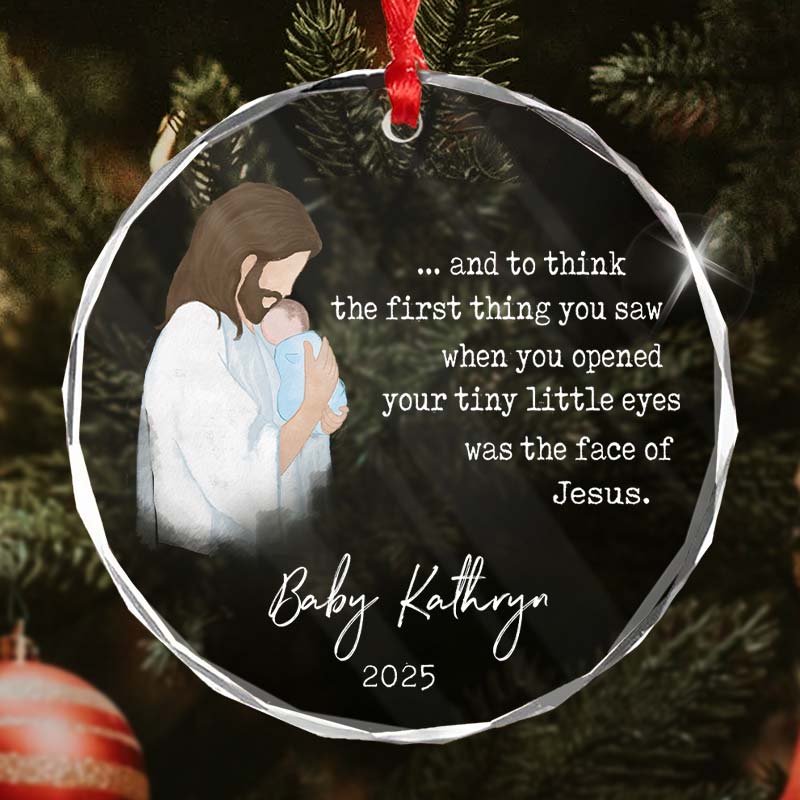 Baby Remembrance - In Loving Memory Baby Gift - Personalized Circle Glass Ornament