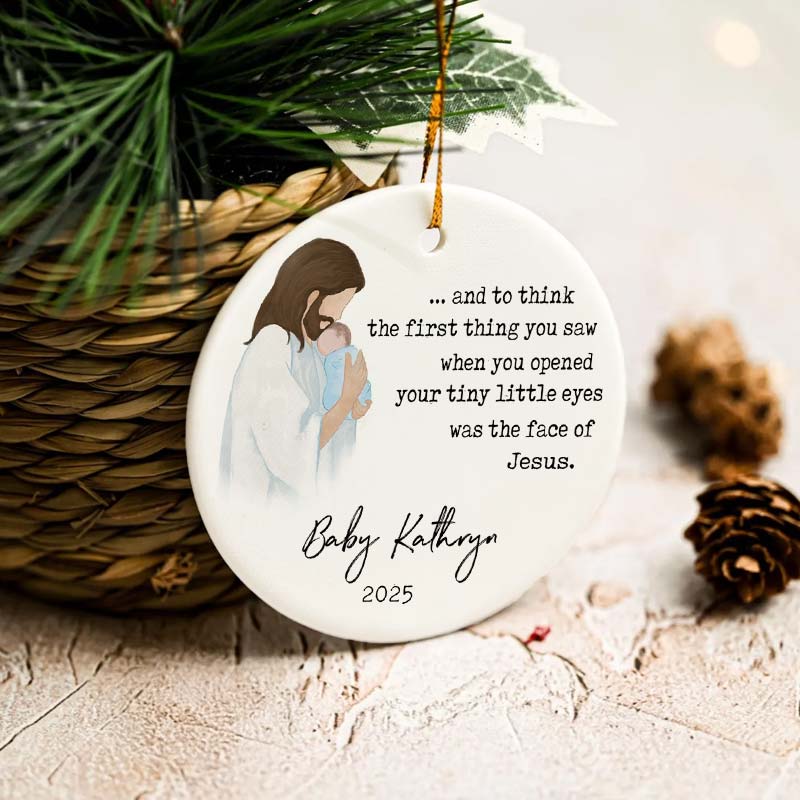 Baby Remembrance - In Loving Memory Baby Gift - Personalized Circle Ceramic Ornament