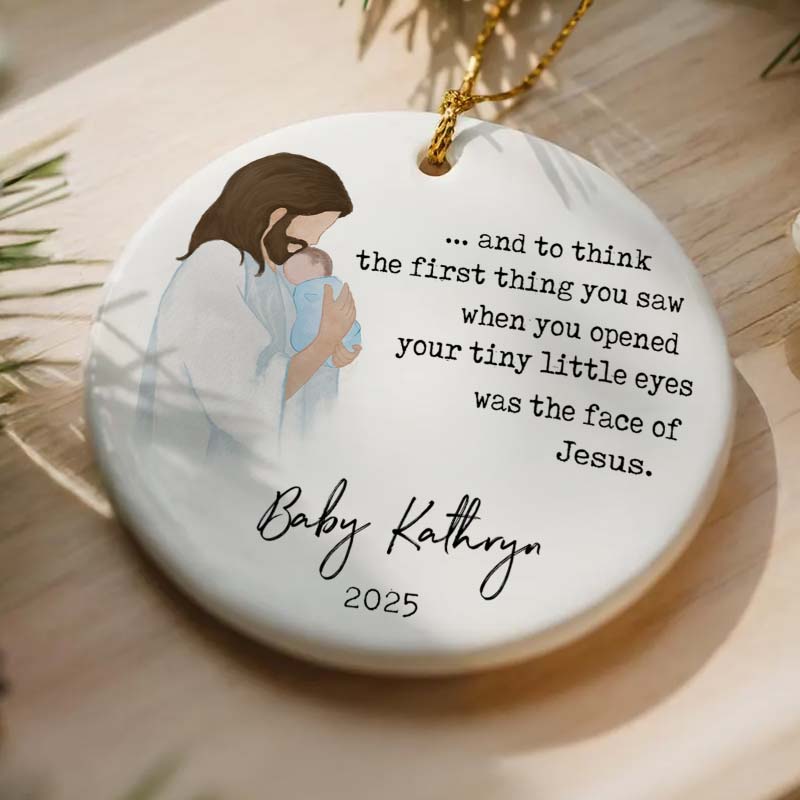 Baby Remembrance - In Loving Memory Baby Gift - Personalized Circle Ceramic Ornament