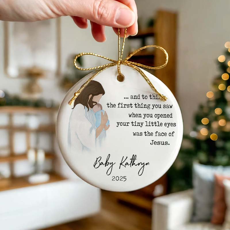 Baby Remembrance - In Loving Memory Baby Gift - Personalized Circle Ceramic Ornament