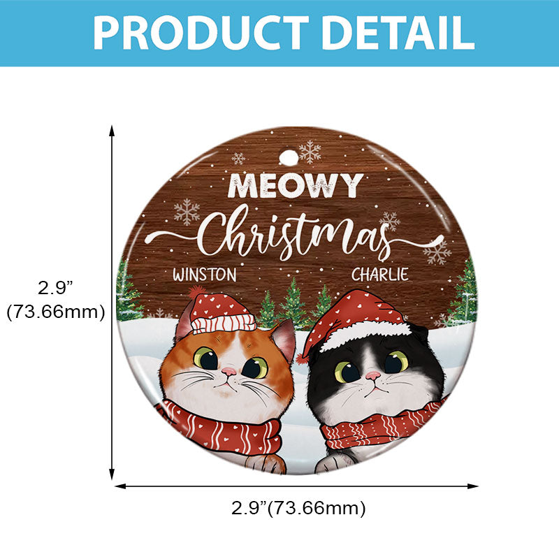 Meowy Christmas - Gift For Cat Lovers, Pet Lovers - Personalized Circle Ceramic Ornament