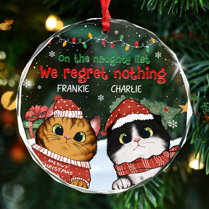 We Regret Nothing - Custom Gift For Cat Lovers - Personalized Circle Glass Ornament