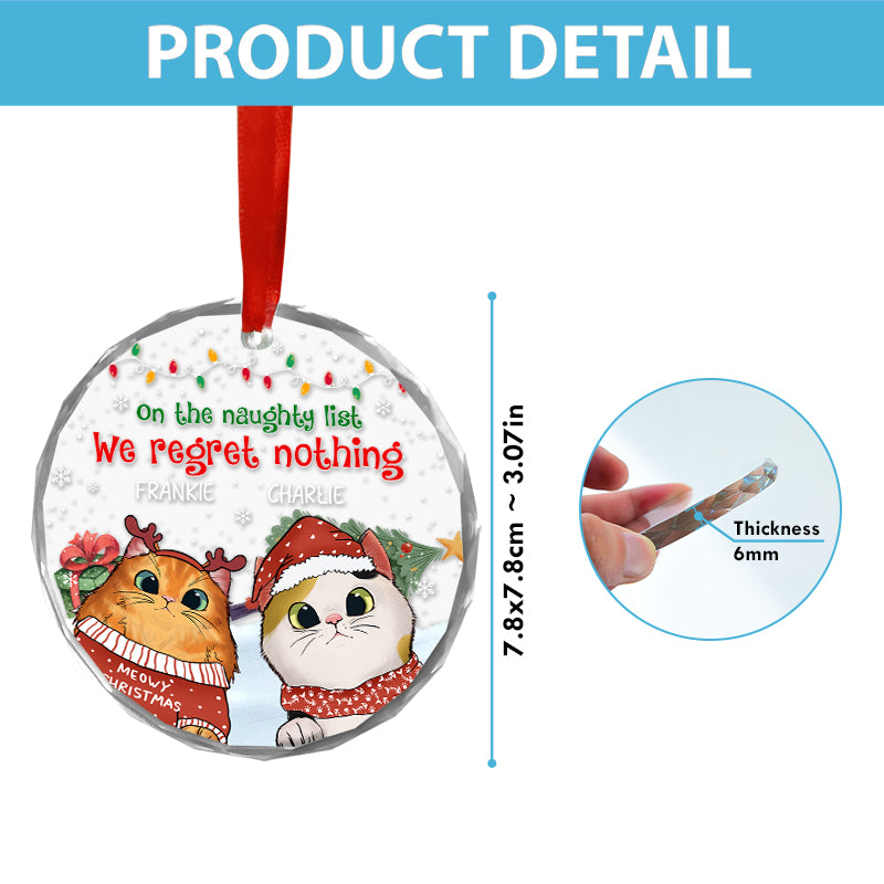 We Regret Nothing - Custom Gift For Cat Lovers - Personalized Circle Glass Ornament