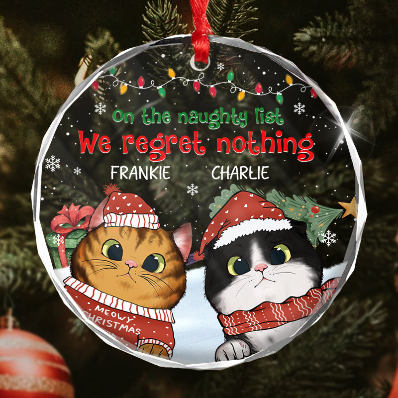 We Regret Nothing - Custom Gift For Cat Lovers - Personalized Circle Glass Ornament