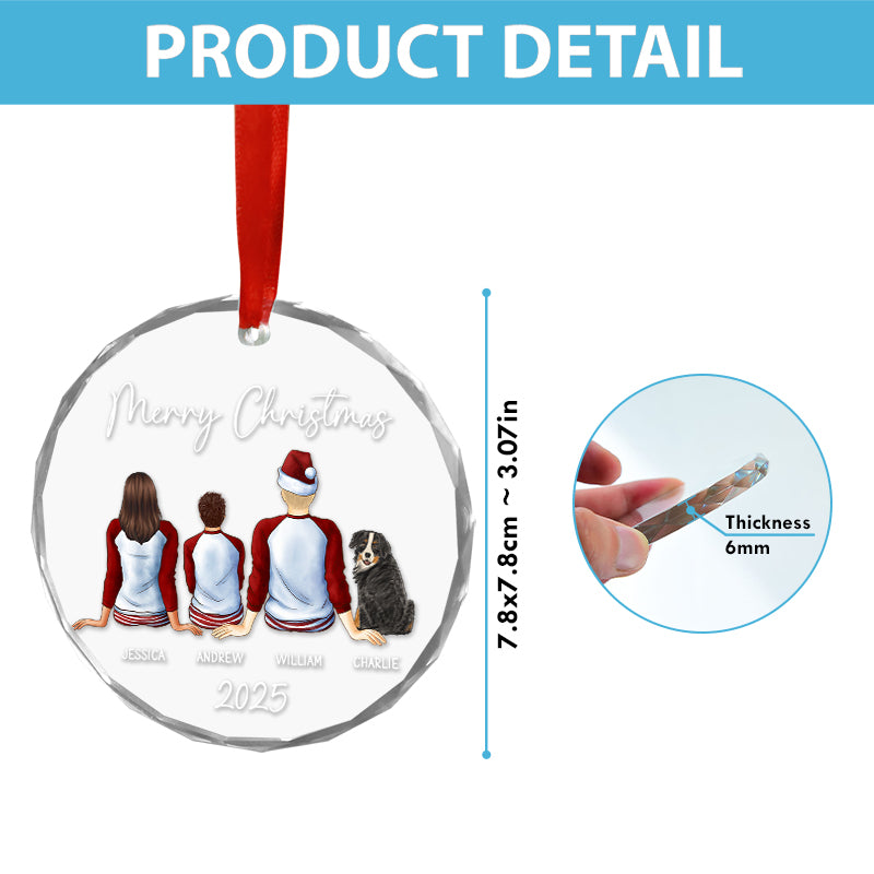 Merry Christmas Family - Custom Christmas Family Gift - Personalized Circle Glass Ornament