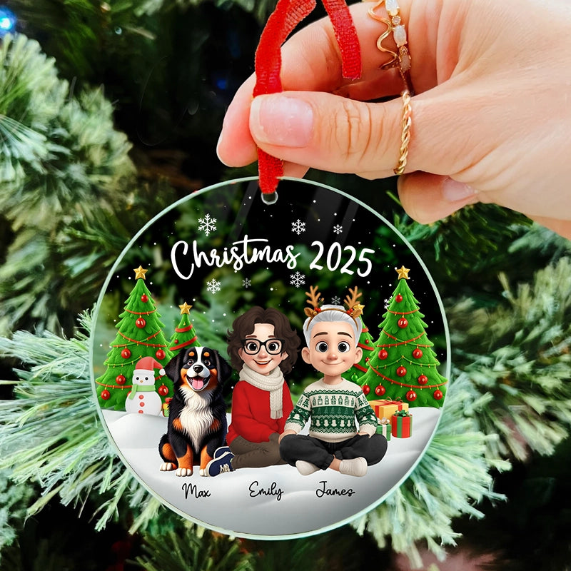 Christmas 2025 - Custom Family And Pet - Personalized Acrylic Ornament