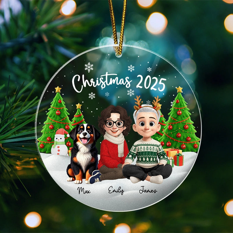Christmas 2025 - Custom Family And Pet - Personalized Acrylic Ornament