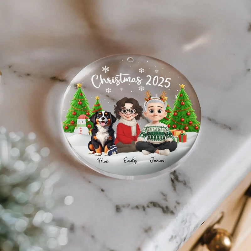 Christmas 2025 - Custom Family And Pet - Personalized Acrylic Ornament