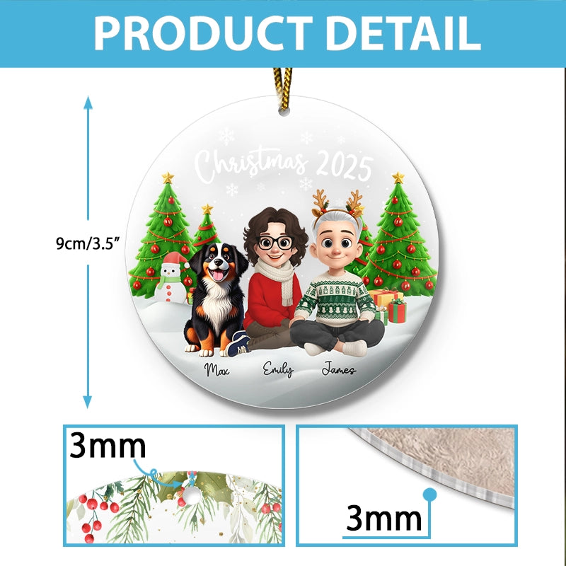 Christmas 2025 - Custom Family And Pet - Personalized Acrylic Ornament