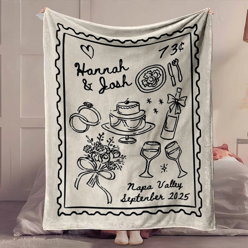 Vintage Wedding Party - Wedding Anniversary Gift - Personalized Blanket