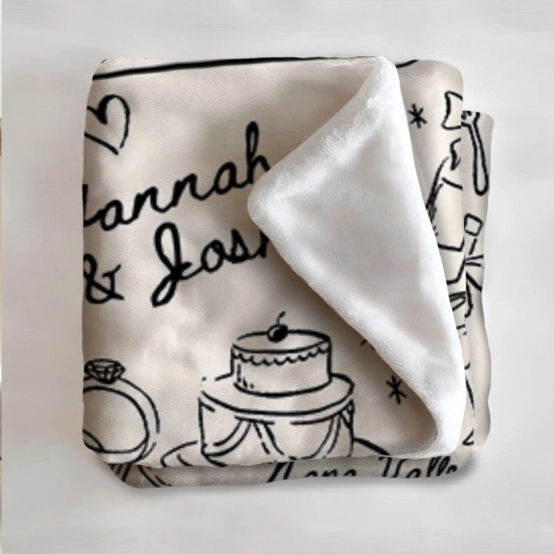 Vintage Wedding Party - Wedding Anniversary Gift - Personalized Blanket