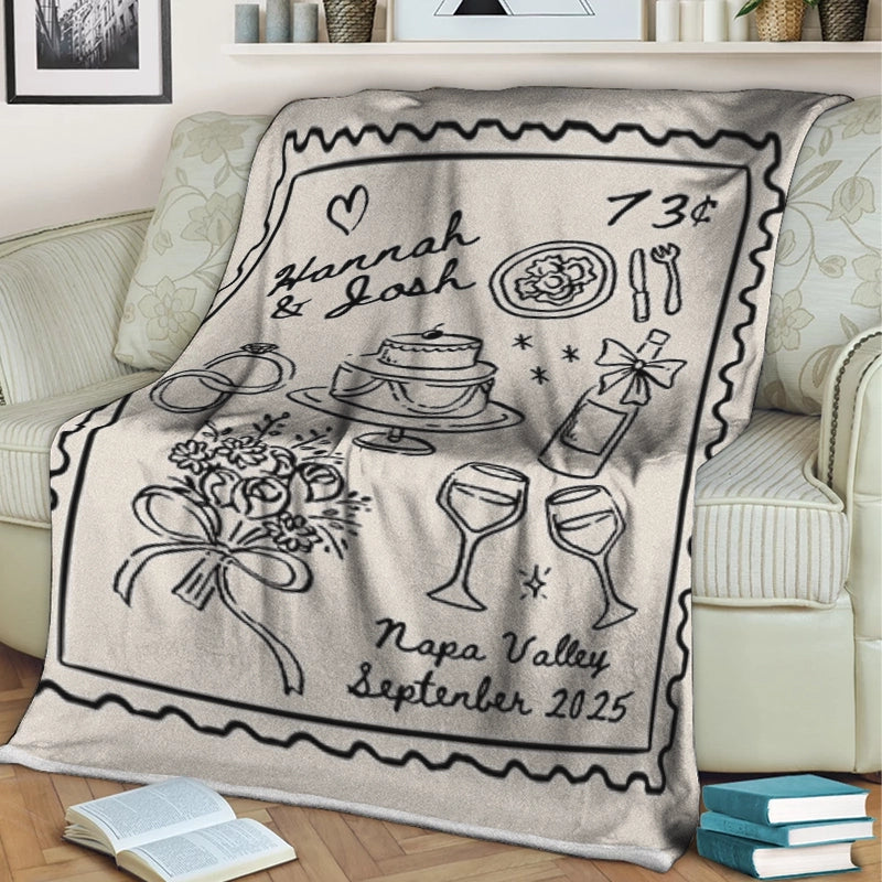Vintage Wedding Party - Wedding Anniversary Gift - Personalized Blanket