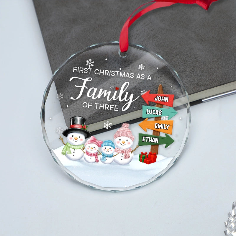 First Christmas As A Family - Personalized Circle Glass Ornament