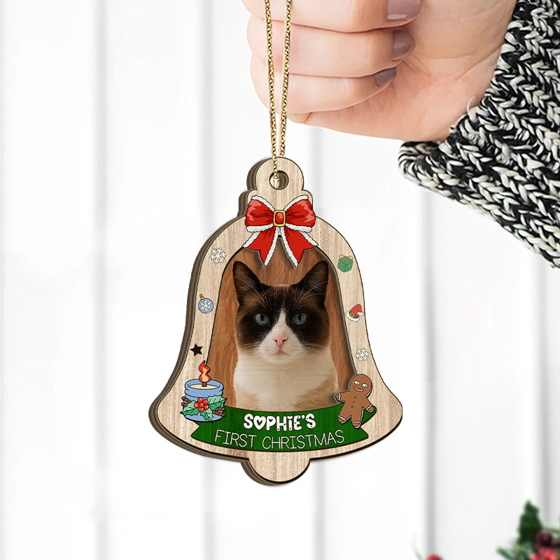 My Cat's First Christmas - Funny Gift For Cat Lovers - Personalized 2-Layered Wooden Ornament