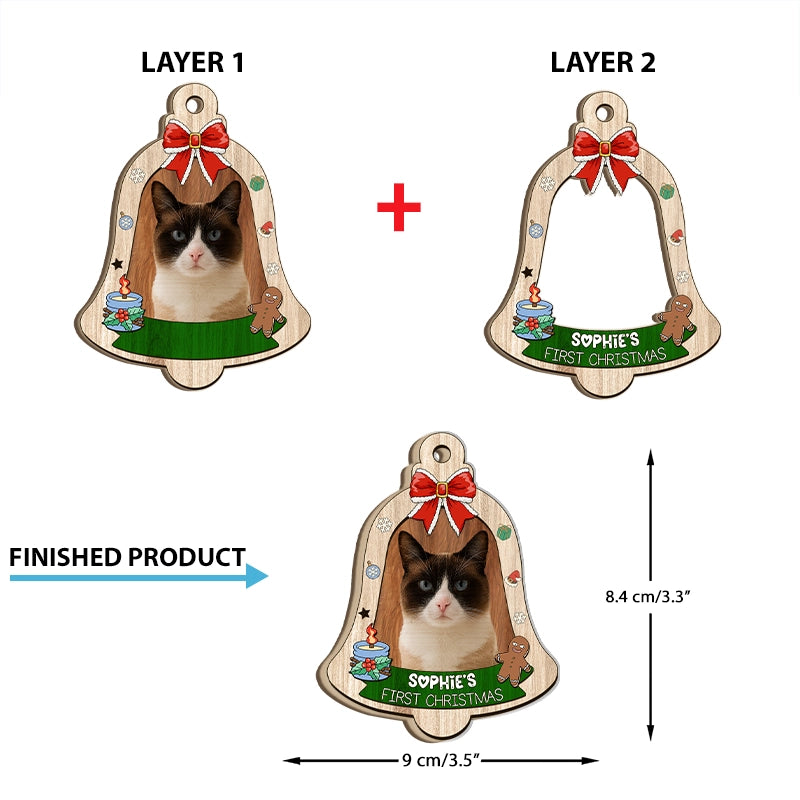 My Cat's First Christmas - Funny Gift For Cat Lovers - Personalized 2-Layered Wooden Ornament