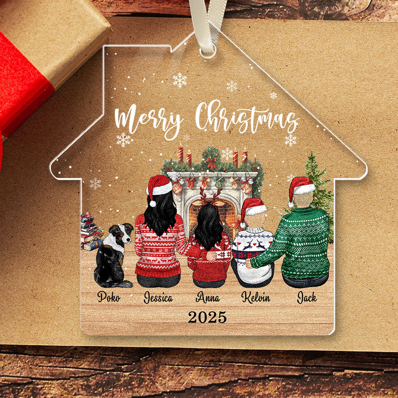 Merry Christmas - Custom Family And Pet - Personalized Acrylic Ornament