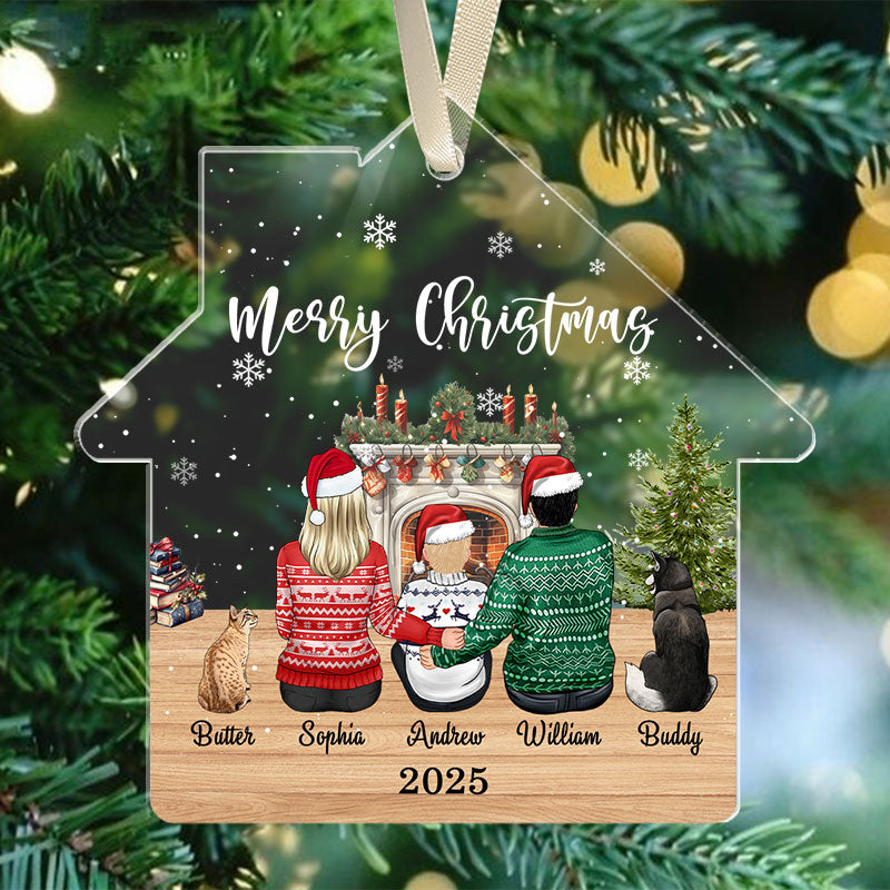 Merry Christmas - Custom Family And Pet - Personalized Acrylic Ornament