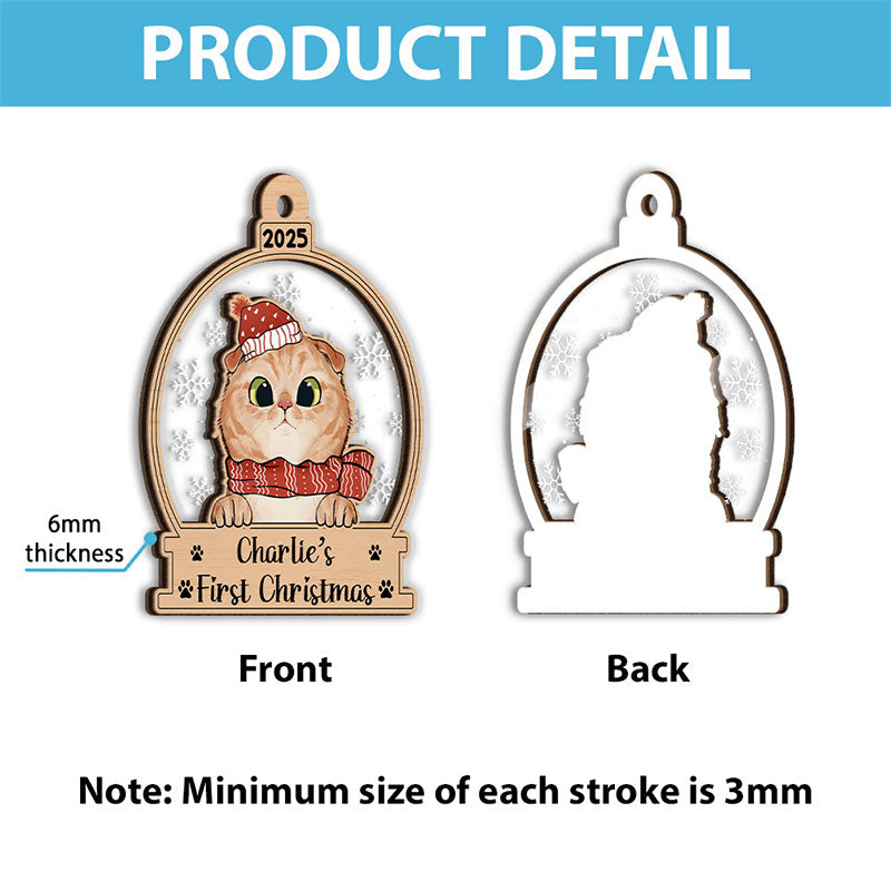 My Cat First Christmas - Christmas Gift For Cat Lovers - Personalized 2-Layered Mix Ornament