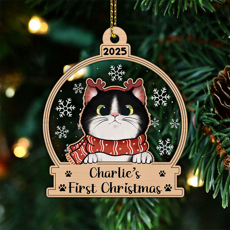 My Cat First Christmas - Christmas Gift For Cat Lovers - Personalized 2-Layered Mix Ornament