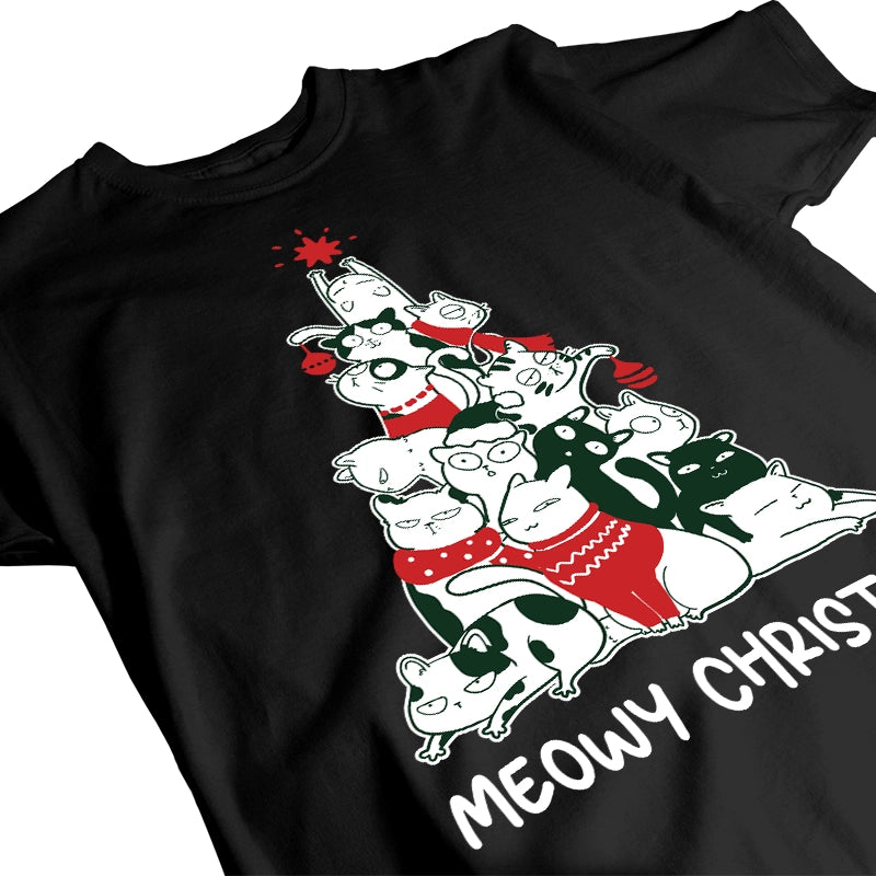 Meowy Christmas Cat Tree - Gift For Pet Dad, Pet Mom, Dog Dad, Cat Dad, Dog Mom, Cat Mom - Personalized T-Shirt