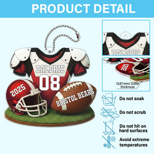 Football Jersey Team - Gift For Football Players, Him, Boyfriend, Dad, Grandpa - Personalized Acrylic Car Hanger