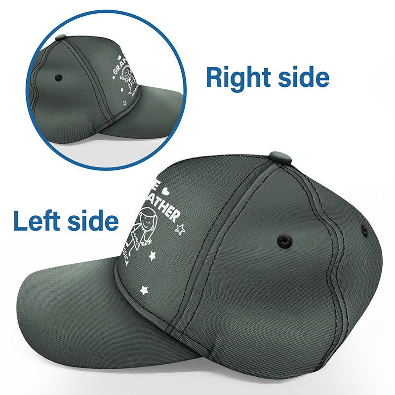 Stick Figure Funny Kids - Gift For Grandparents, Dad, Mom - Personalized Classic Cap