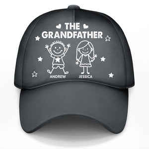 Stick Figure Funny Kids - Gift For Grandparents, Dad, Mom - Personalized Classic Cap