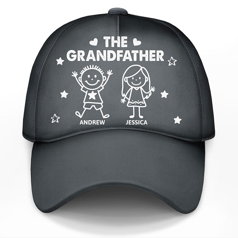 Stick Figure Funny Kids - Gift For Grandparents, Dad, Mom - Personalized Classic Cap