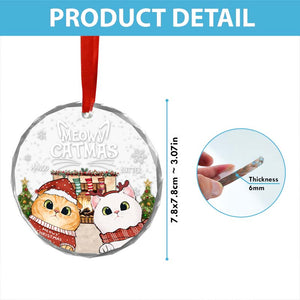 Meowy Catmas - Gift For Cat Lovers, Pet Lovers - Personalized Circle Glass Ornament