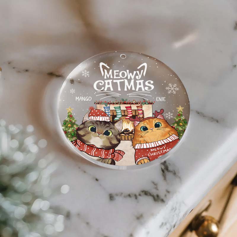 Meowy Catmas - Gift For Cat Lovers, Pet Lovers - Personalized Acrylic Ornament
