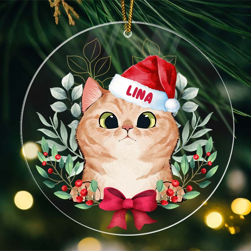 Peeking Cat Christmas - Personalized Acrylic Ornament
